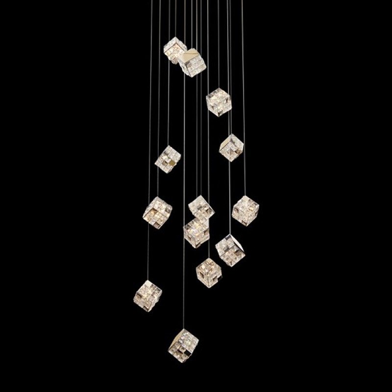 Люстра каскадная с мозаичным хрустальным оформлением Sparks of Crystal Прозрачный Хром Золотой Люстра каскадная с мозаичным хрустальным оформлением Sparks of Crystal Прозрачный Хром Золотой в Липецке | Loft Concept
