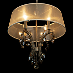 Люстра подвесная круглая с тканевым полупрозрачным абажуром и подвесками 4 лампы Gilded Elegance варинант исполнения - 5 | Loft Concept в Липецке