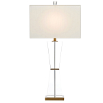 Настольная лампа с прозрачным корпусом и прямоугольным тканевым абажуром Charm and Luxury варинант исполнения - 2 | Loft Concept в Липецке