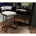 Стул барный букле бежевый с каркасом цвета матовое золото Tactility варинант исполнения - 5 | Loft Concept в Липецке