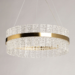 Люстра круглая золотого цвета с прозрачными рельефными стеклянными вставками Textured Glass Chandelier варинант исполнения - 4 | Loft Concept в Липецке