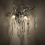 Бра цвета хром с ветвями и прозрачными стеклянными подвесками в виде вытянутых спиральных капель Droplet Chandelier варинант исполнения - 2 | Loft Concept в Липецке