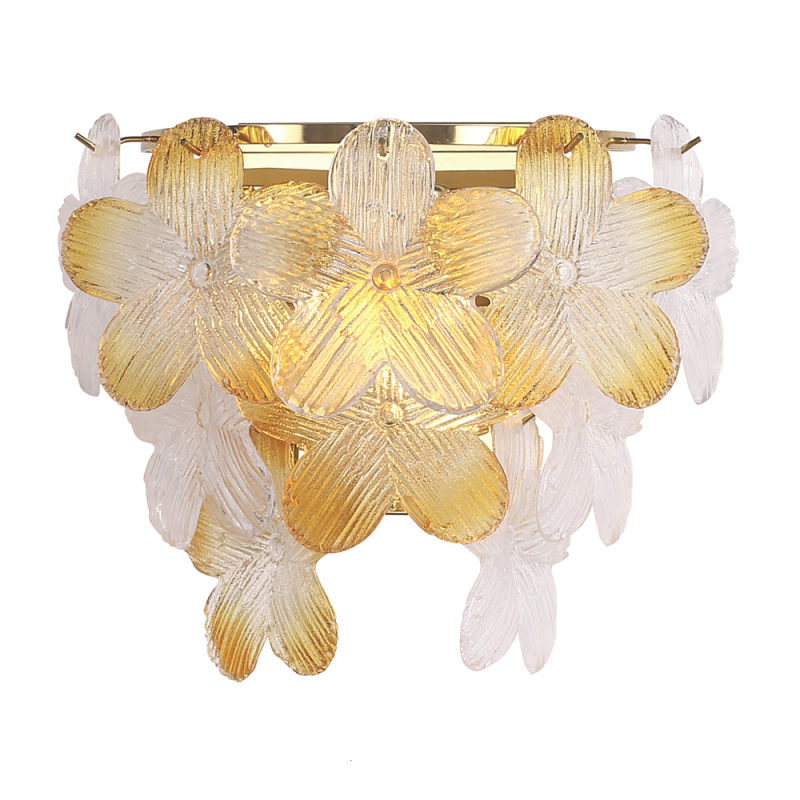 Бра с цветочными мотивами Light Floral Glow Золотой Прозрачное Стекло Янтарный в Липецке | Loft Concept 