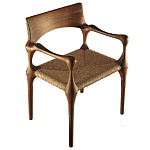 Стул из Ореха с плетеным сидением Kronos Dining Chair Brown варинант исполнения - 1 | Loft Concept в Липецке