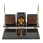 Настольный письменный набор из камня лемезит с гербом России Royal Accessory варинант исполнения - 1 | Loft Concept в Липецке