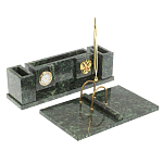 Настольный письменный набор из змеевика с подставкой под календарь и часами Successful Leader варинант исполнения - 2 | Loft Concept в Липецке