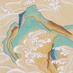 Обои ручная роспись Matsushima Waves Kano on Edo Straw India tea paper варинант исполнения - 1 | Loft Concept в Липецке