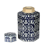 Ваза с крышкой и графическим узором в сине-белых цветах Blue & White Ornament  варинант исполнения - 1 | Loft Concept в Липецке