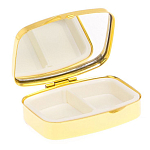 Таблетница карманная прямоугольная с 2-мя отделениями с зеркалом и накладкой из натурального камня Лазурит Gold Stone Pillboxes варинант исполнения - 3 | Loft Concept в Липецке