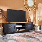 ТВ-тумба из металла и столешницей из массива дуба Metal Wood TV-Stand варинант исполнения - 6 | Loft Concept в Липецке