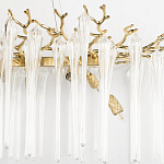 Люстра подвесная прямоугольная с бронзовыми акцентами и прозрачными стеклянными каплями Droplet Chandelier варинант исполнения - 5 | Loft Concept в Липецке