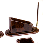 Настольный письменный набор с часами из природного камня обсидиана  Contract Extended варинант исполнения - 4 | Loft Concept в Липецке