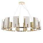 Люстра подвесная круглая с прямоугольными мраморными и золотистыми панелями на металлическом каркасе Диаметр 118 см Marble square Chandelier варинант исполнения - 1 | Loft Concept в Липецке