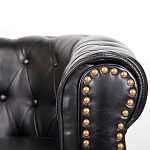 Кресло кожаное с мягкими подлокотниками на 4-х деревянных ножках Logan Leather Armchair black варинант исполнения - 4 | Loft Concept в Липецке