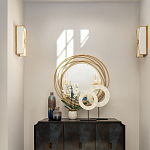 Золотое настенное круглое зеркало Golden Orbit варинант исполнения - 2 | Loft Concept в Липецке