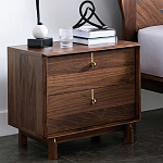 Прикроватный деревянный столик с ящиками Moon Walnut Furniture варинант исполнения - 1 | Loft Concept в Липецке