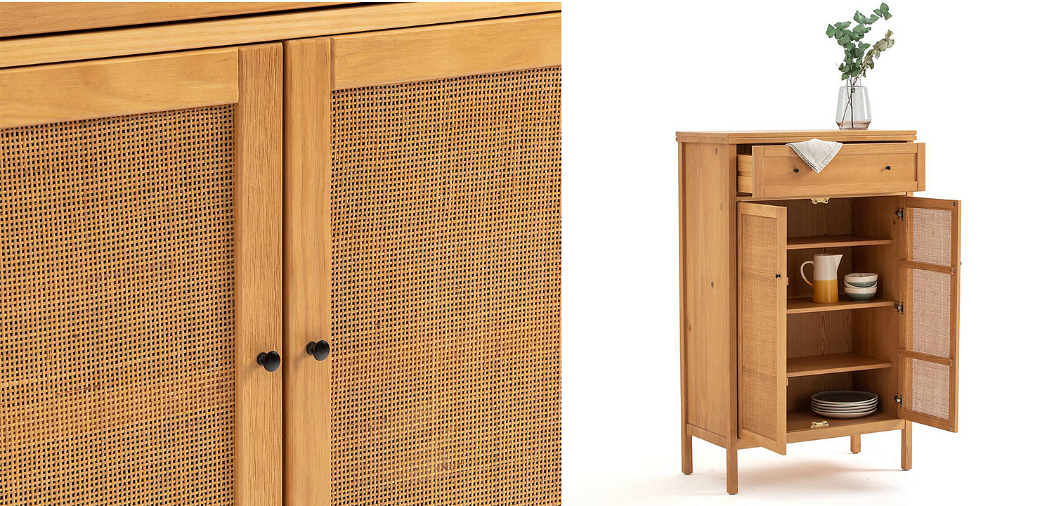 Комод в скандинавском стиле с плетеными дверцами Niels Wicker 3 drawers Комод в скандинавском стиле с плетеными дверцами Niels Wicker 3 drawers - Loft-Concept в Липецке