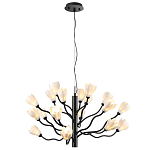 Люстра подвесная черного цвета с ветвями и белыми фарфоровыми цветами Floralis варинант исполнения - 8 | Loft Concept в Липецке