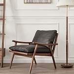 Кресло c каркасом из массива дерева и мягкой кожаной обивкой Walnut Armchair варинант исполнения - 11 | Loft Concept в Липецке