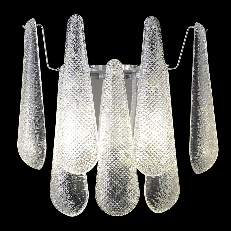 Бра с подвесками из рифленного стекла в форме капель на основании цвета хром Textured Glass Прозрачное Стекло Хром Бра с подвесками из рифленного стекла в форме капель на основании цвета хром Textured Glass Прозрачное Стекло Хром в Липецке | Loft Concept