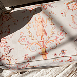 Мягкая банкетка из массива бука серая с растительным орнаментом Raffael Grey Floral Banquette варинант исполнения - 2 | Loft Concept в Липецке