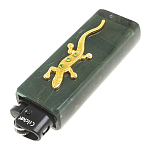 Зажигалка газовая из натурального камня Офиокальцит с декоративной металлической вставкой в виде ящерицы Metal Stone Lighters варинант исполнения - 2 | Loft Concept в Липецке