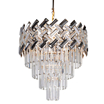 Люстра многоярусная с переплетенными металлическими элементами черного и золотого цвета и прозрачными хрустальными подвесками Empire Chandelier Crystal варинант исполнения - 1 | Loft Concept в Липецке