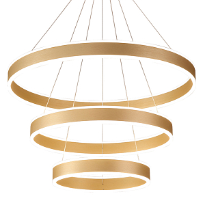Люстра подвесная светодиодная с тремя золотистыми кольцами Ring Horizontal