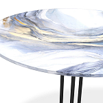 Стол журнальный с круглой бело-голубой столешницей из стекла White and Blue Marble варинант исполнения - 3 | Loft Concept в Липецке