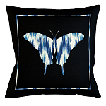 Подушка декоративная бабочка с синим узором Ikat Pattern варинант исполнения - 1 | Loft Concept в Липецке