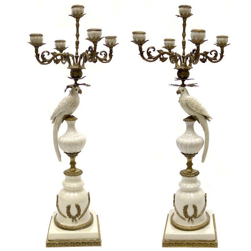 Подсвечник Candlestick White Parrot Белый Бронза Подсвечник Candlestick White Parrot Белый Бронза в Липецке | Loft Concept