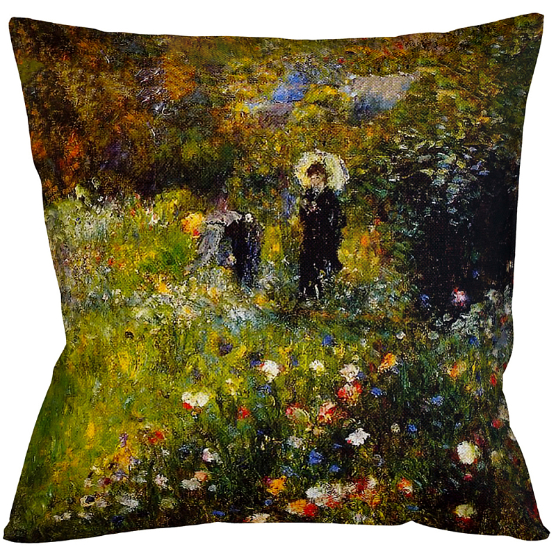 Подушка декоративная с цветочным принтом Impressionism in Color Мульти Бежевый Подушка декоративная с цветочным принтом Impressionism in Color Мульти Бежевый в Липецке | Loft Concept