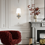 Бра с белым текстильным абажуром и фигурным основанием с зеркальной вставкой Vitorino варинант исполнения - 7 | Loft Concept в Липецке