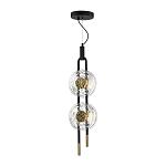 Подвесной светильник с 2-мя прозрачными стеклянными плафонами и золотистыми центральными вставками Virelia  варинант исполнения - 5 | Loft Concept в Липецке