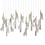 Люстра с золотистыми трубками и прозрачными стеклянными листьями на подвесах Sylva  варинант исполнения - 1 | Loft Concept в Липецке