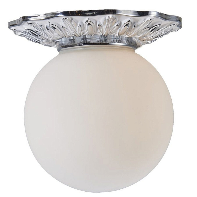 Потолочный светильник Globus Lamp Silver Серебряный Молочный Потолочный светильник Globus Lamp Silver Серебряный Молочный в Липецке | Loft Concept