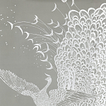 Обои ручная роспись в стиле Арт-деко Whistler Peacocks Special Colourway on Pale Grey dyed silk варинант исполнения - 2 | Loft Concept в Липецке