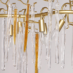 Люстра линейная золотого цвета с декоративными ветвями и длинными стеклянными подвесками в форме сосулек Droplet Chandelier варинант исполнения - 3 | Loft Concept в Липецке