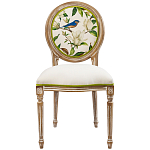 Стул бежевый из натурального бука с изображением птиц и цветов Blooming Blue Birds варинант исполнения - 1 | Loft Concept в Липецке