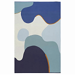 Плед из хлопка синего цвета с абстрактным принтом Elysian Flow Ocean варинант исполнения - 1 | Loft Concept в Липецке