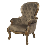 Кресло с мягкой обивкой из коричневого велюра на 4-х деревянных ножках Evelyn Classical Armchair варинант исполнения - 3 | Loft Concept в Липецке