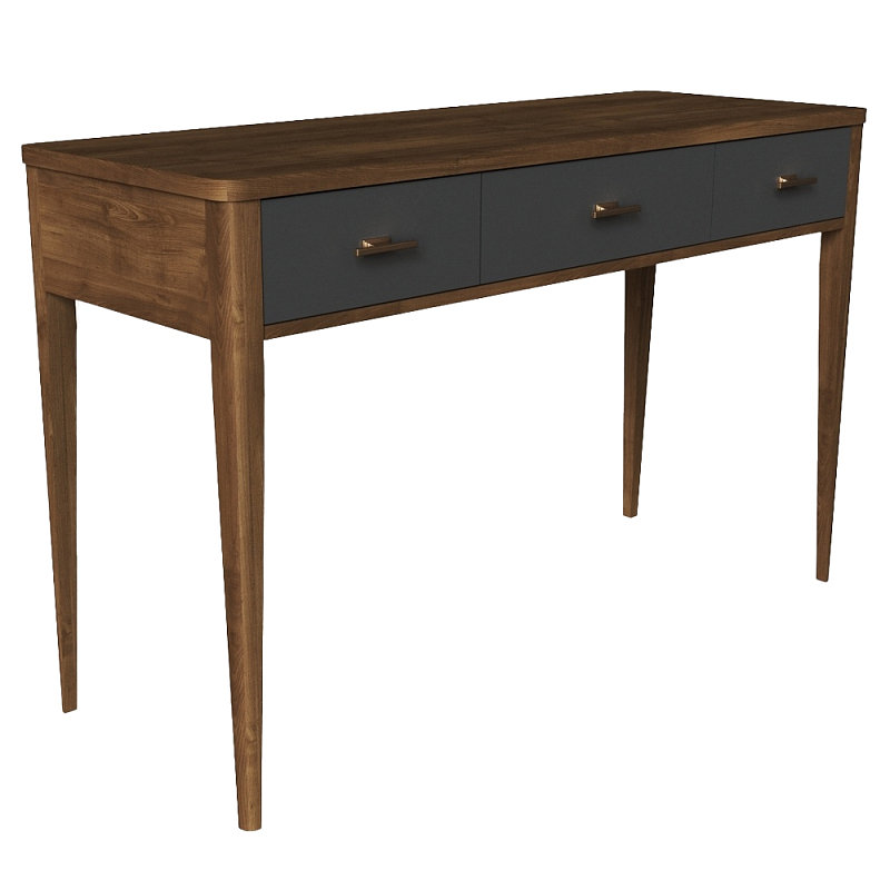 Консоль из массива бука с 3-мя ящиками Tasteful Furniture Коричневый Серый Консоль из массива бука с 3-мя ящиками Tasteful Furniture Коричневый Серый в Липецке | Loft Concept