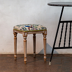 Банкетка одноместная из массива бука с цветочным принтом Beige Chinoiserie Garden Banquette варинант исполнения - 3 | Loft Concept в Липецке