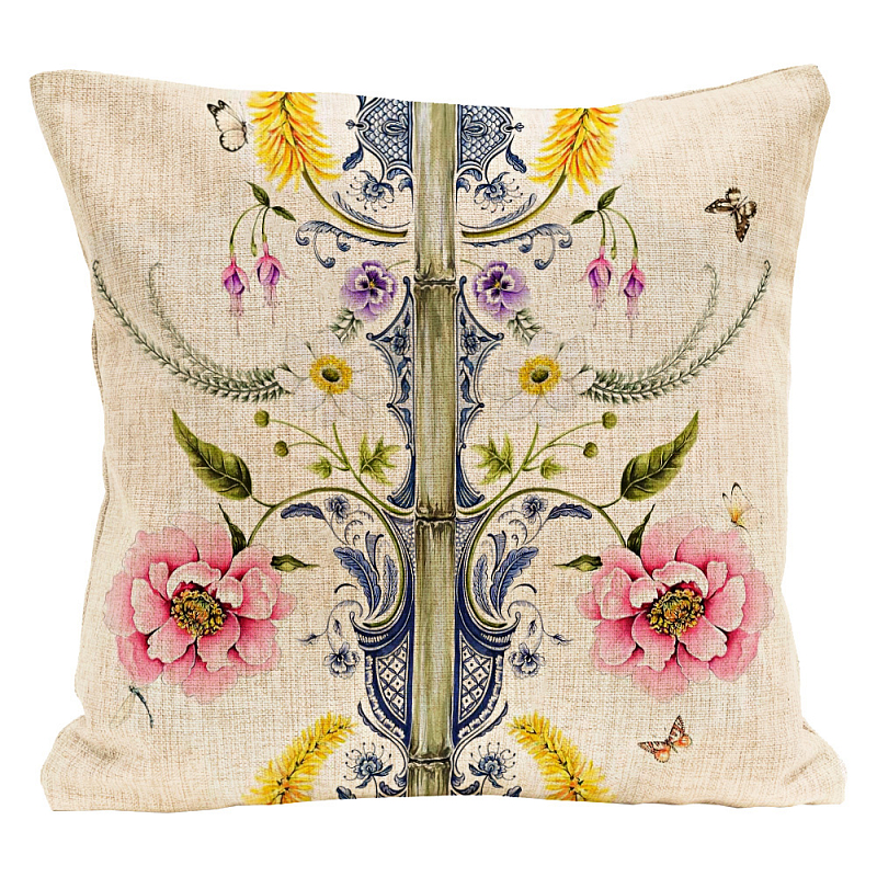 Декоративная подушка Flower Waltz Pillow Мульти Бежевый Декоративная подушка Flower Waltz Pillow Мульти Бежевый в Липецке | Loft Concept
