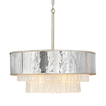 Люстра круглая с подвесками из текстурированного стекла молочного цвета Hinkley варинант исполнения - 1 | Loft Concept в Липецке