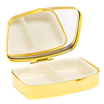 Таблетница карманная прямоугольная с 2-мя отделениями с зеркалом и накладкой из натурального камня Авантюрин Gold Stone Pillboxes варинант исполнения - 3 | Loft Concept в Липецке