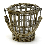 Кашпо стеклянное в плетёной корзине Timber варинант исполнения - 2 | Loft Concept в Липецке