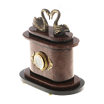 Часы настольные из натурального камня с декором в виде двух лебедей Swans Stone Clock варинант исполнения - 6 | Loft Concept в Липецке