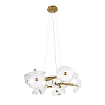 Люстра подвесная круглая с ветвистыми бронзовыми элементами и стеклянными рифлеными дисками Textured Glass Chandelier варинант исполнения - 3 | Loft Concept в Липецке