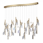 Люстра с золотистыми трубками и прозрачными стеклянными листьями на подвесах Sylva  варинант исполнения - 2 | Loft Concept в Липецке